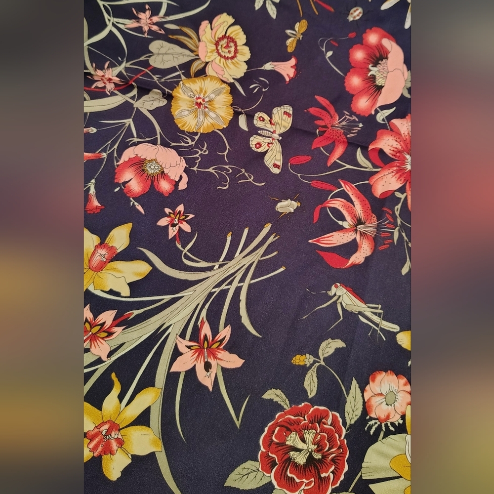 Floral  Flowers & Butterflies Print Scarf - Picture 10 of 11